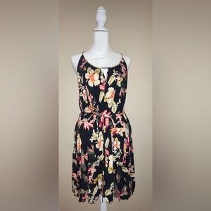 Forever 21+ Plus Size Black floral Racerback Dress - 0X